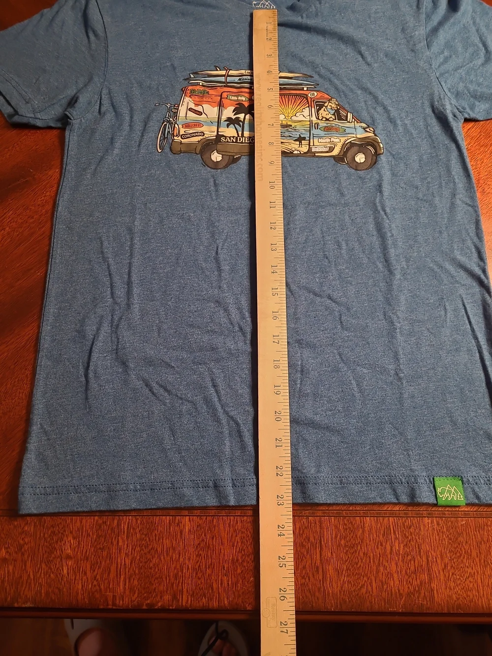 Wild Tribute San Diego Surf Van Graphic Tee - Heather Blue Size Small Unisex